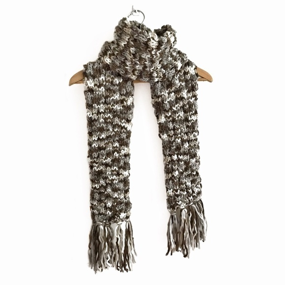 Old Navy Chunky Knit Scarf Brown White Grey - Picture 10 of 10
